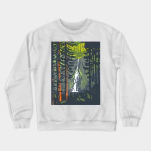 Marymere Falls in Olympic National Park Washington State WPA Poster Art Crewneck Sweatshirt